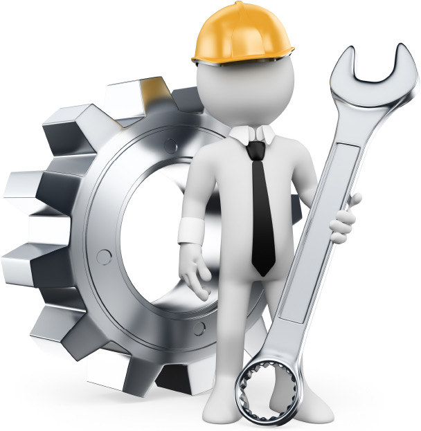Worker With Gear And Wrench